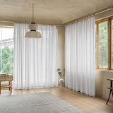 MAIHER Beige White Faux Linen Double Pinch Pleated Curtains 108 Inch Length, ...