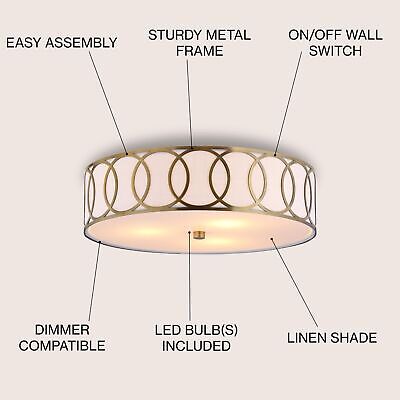 JONATHAN Y JYL3503A Aubrey 3-Light 15.5" Metal LED Flush Mount Contemporary,T...