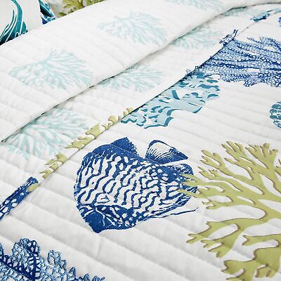 Lush Decor Coastal Reef Reversible Quilt Set, 7 Piece Set, Full/ Queen, Navy ...