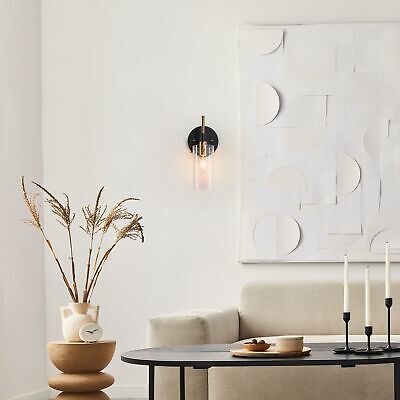 ZEVNI Wall Sconce Wall Lighting, 1-Light Black Gold Wall Sconce, Modern Gold ...