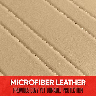 Motor Trend Seat Covers for Cars Trucks SUV, Faux Leather Full Set Beige Padd...