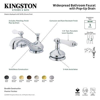 Kingston Brass KS1167PL 8 in. Widespread Bathroom Faucet, Brushed Brass