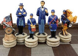 HPL American US Civil Generals War North vs South Chess Set W/ 17" Castle Board