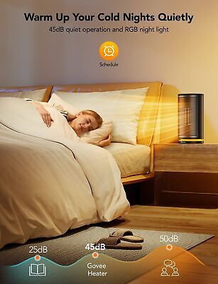 Govee Smart Space Heater for Indoor Use, 75&#176;Oscillating Portable Ceramic El