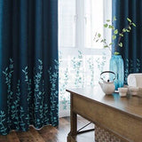 Melodieux Flower Embroidery Linen Wide Blackout Curtains for Patio Door Livin...