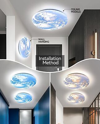 13 inch Earth-style Dimmable Flush Mount ceiling light fixture, 3000K/4000K/6...