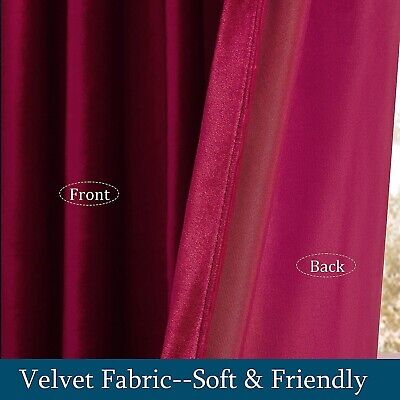 PRIMROSE Red Curtains 120 inch for Living Room Velvet Drapes Blackout Rod Poc...