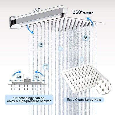 POP SANITARYWARE Shower Tub Faucet Set Chrome Bathroom Rain Mixer 10 Inch Sho...