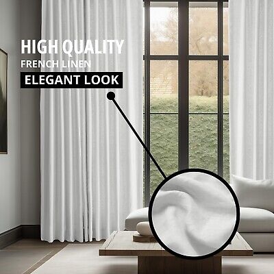 HPD Half Price Drapes French Linen Curtains 108 Inches Long Room Darkening Cu...