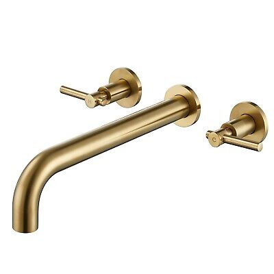 Wall Mount Tub Filler Brushed Gold Tub Faucet Brass Bathroom Bathtub Faucets ...