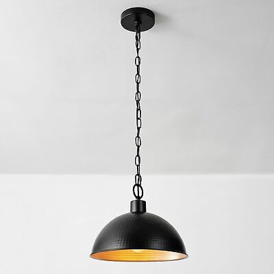 Globe Electric 67000100 1-Light Pendant Light, Weathered Black Finish, Hammer...