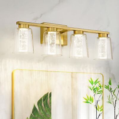 kudos Brushed Gold Vanity Light, 4-Light Bathroom Light Fixtures, Modern LED ...