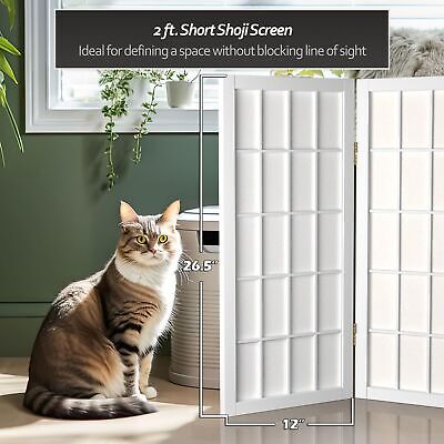 2 ft. Short Desktop Window Pane Shoji Screen - White - 4 Panels 4 Panel