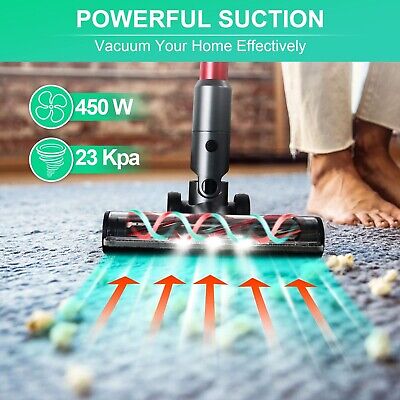 Cordless Stick Vacuum Cleaner, 55 Minutes Run-Time, 450W Motor, LED Touch Dis...