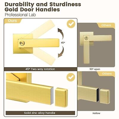 Gobrico Keyed Entry Door Handle Gold Door Handles Heavy Duty Entrance Door Lo...