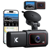 Kingslim D6 4K Dual Dash Cam - WiFi dash cam front and inside, Matte Black