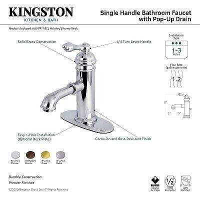 Kingston Brass KS7417ACL American Classic Bathroom Faucet, Brushed Brass, 6.5...