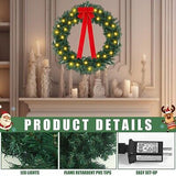 ROCEEI 2 Set 18 in Extra Large Artificial Pre Lit Fir Christmas Wreath with L...