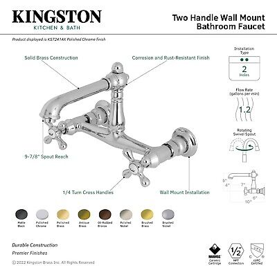 Kingston Brass KS7247AX English Country Bathroom Faucet, Brushed Brass, 10.31...