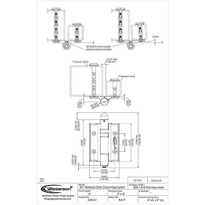 Waterson Heavy Duty Commercial Fully Adjustable Full Surface Self-Closing Gat...