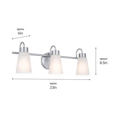 Kichler Erma 3-Light Bathroom Vanity Light Fixture with Clear Satin Etched Gl...