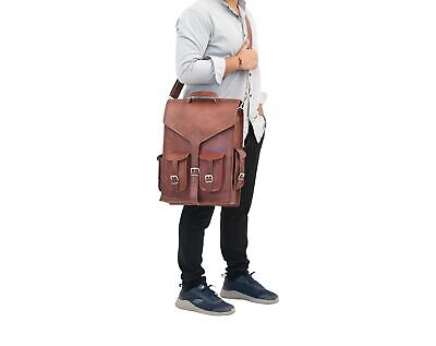 Shy Shy Let&#8217;s Touch The Sky 18 inch Brown Premium Leather Laptop Backpack