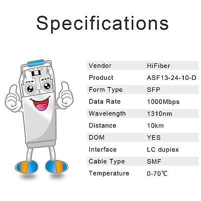 10PCS 1.25G Single Mode SFP LC Module, 1000Base-LX/LH Fiber Transceiver for U...