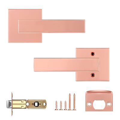 Leydebong 6 Pack Premium Polished Rose Gold Closet Door Handles Passage Funct...