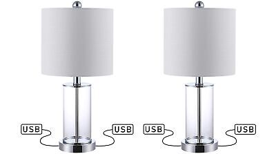 JONATHAN Y JYL8500C-SET2 Set of 2 Table Lamps Abner 21" Glass Modern Contempo...