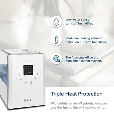 LEVOIT LV600S Smart Warm and Cool Mist Humidifiers for Home Bedroom 6L, White