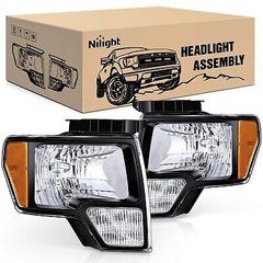 Nilight 2009 2010 2011 2012 2013 2014 F150 Headlight Assembly Black Housing A...