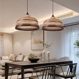 1 Light Bamboo Chandelier Rustic Farmhouse for Kitchen, Brown Stripe Pendant ...