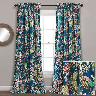 Lush Decor Dolores Light Filtering Window Panels, Pair, 52" W x 108" L, Navy ...
