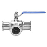 DERNORD 2" Tri Clamp Sanitary Ball Valve, 3-Way Ball Valve T-Port Stainless S...