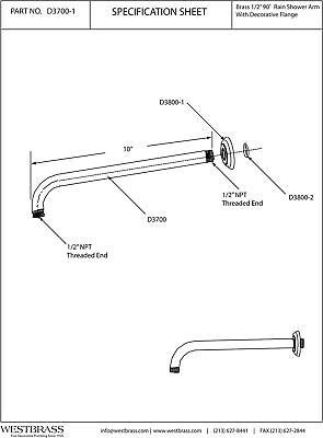 Westbrass COSHS1200-07 12" Square Thin High Pressure Rainfall Shower Head wit...