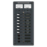 Blue Sea Systems 8082 PANEL DC 10 POS W/VOLT & AMTR DC 10 Position, 5-1/4" W ...