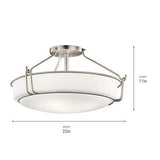 Kichler Alkire 22" Semi Flush Mount Ceiling Light in Brushed Nickel, 4-Light ...