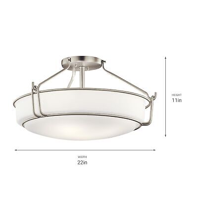 Kichler Alkire 22" Semi Flush Mount Ceiling Light in Brushed Nickel, 4-Light ...