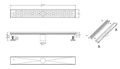 ALFI brand ABLD24C 24" Long Modern Stainless Steel Linear Shower Drain with G...