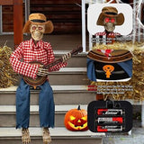 39" Fall Banjo Playing Skeletons - Animated Scarecrow Thanksgiving Decoration...