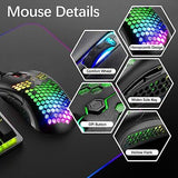 ZIYOUANG AK33 Gaming Keyboard,M5 Mouse,Rainbow LED Backlit Mechanical Keyboar...