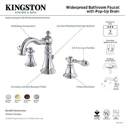 Kingston Brass FSC1975ACL American Classic Widespread Bathroom Faucet, Oil-Ru...