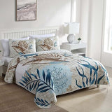 CARIBBEAN JOE Coastal 3-Piece Quilt Set, King, Blue Sea Turtle