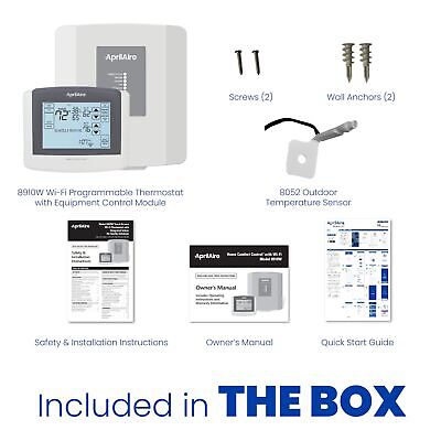 AprilAire 8910W Wi-Fi Programmable Touchscreen Thermostat with IAQ Control; A...