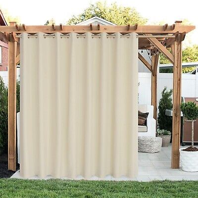 LORDTEX Linen Look Indoor/Outdoor Curtains, 105 x 84 Inch, Cream, Set of 2 Pa...