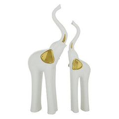 Deco 79 Porcelain Ceramic Elephant Decorative Sculpture Home Decor Statues, S...