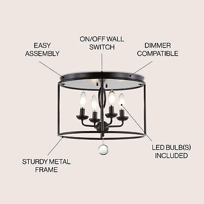 JONATHAN Y JYL9500A Alma 16" Metal LED Flush Mount Traditional Dimmable, 2700...