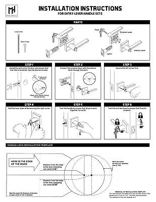 Mega Handles - Glamor Entry I Lever Door Lock Handle Set for Hallway, Closet ...