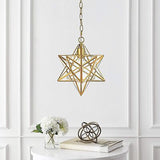 JONATHAN Y JYL9072B Stella 12" Moravian Star Metal/Mercury Glass LED Pendant ...