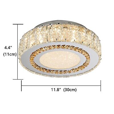 12 Inch LED Ceiling Lights, Modern Crystal Flush Mount Light Fixture, Dimmabl...